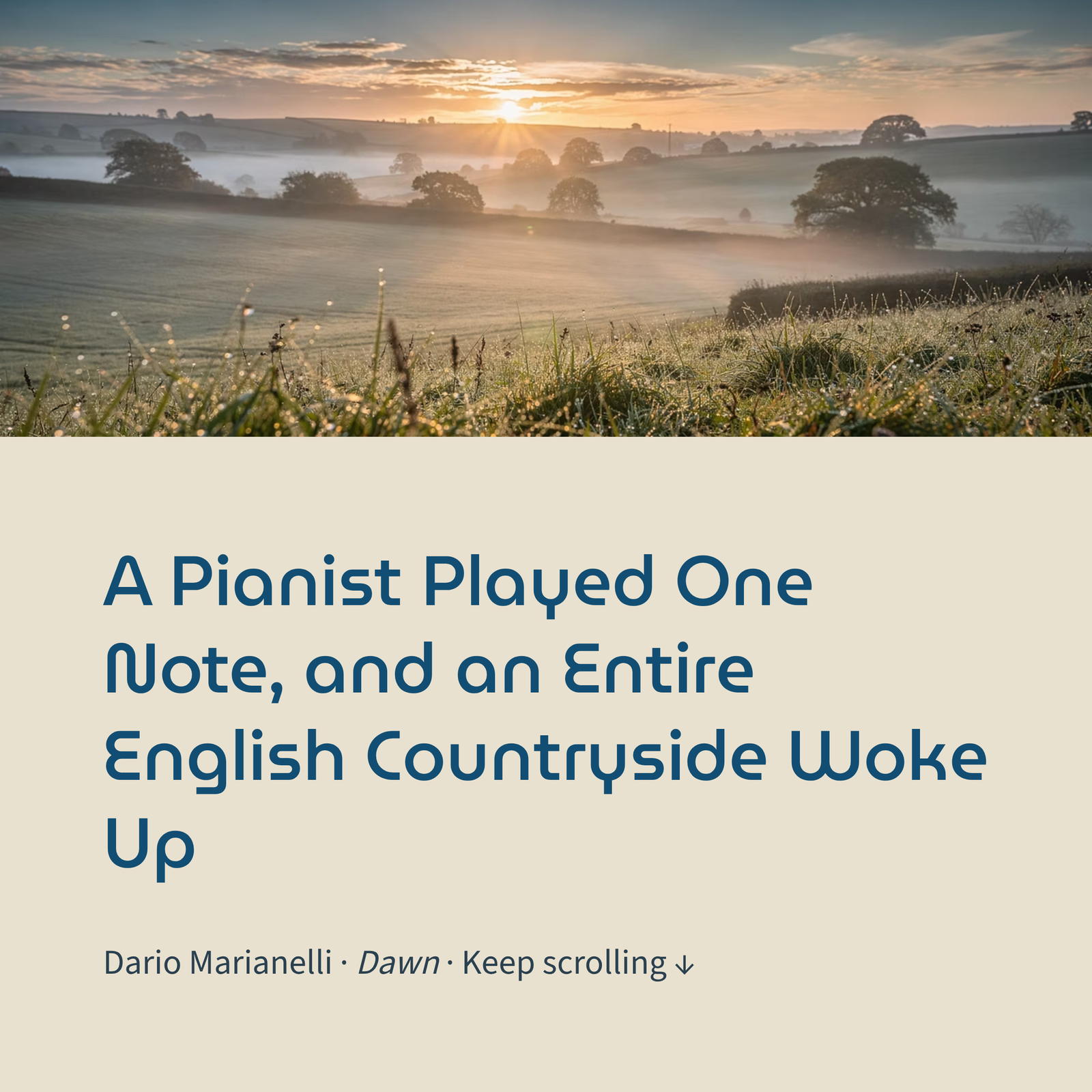 Read more about the article A Pianist Played One Note, and an Entire English Countryside Woke Up | Dario Marianelli – Dawn