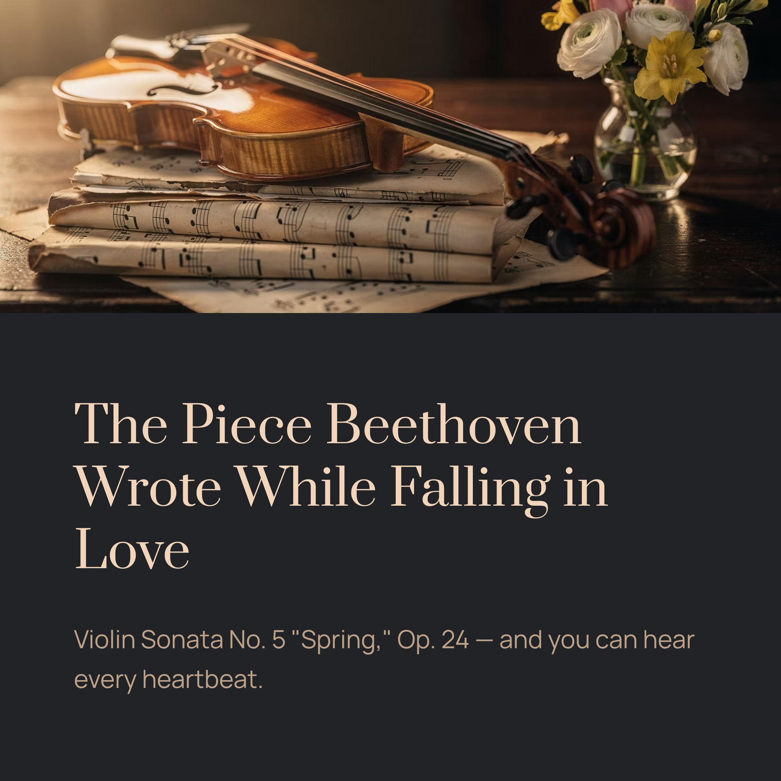 You are currently viewing The Piece Beethoven Wrote While Falling in Love — and You Can Hear Every Heartbeat | Beethoven – Violin Sonata No.5 ‘Spring,’ Op.24