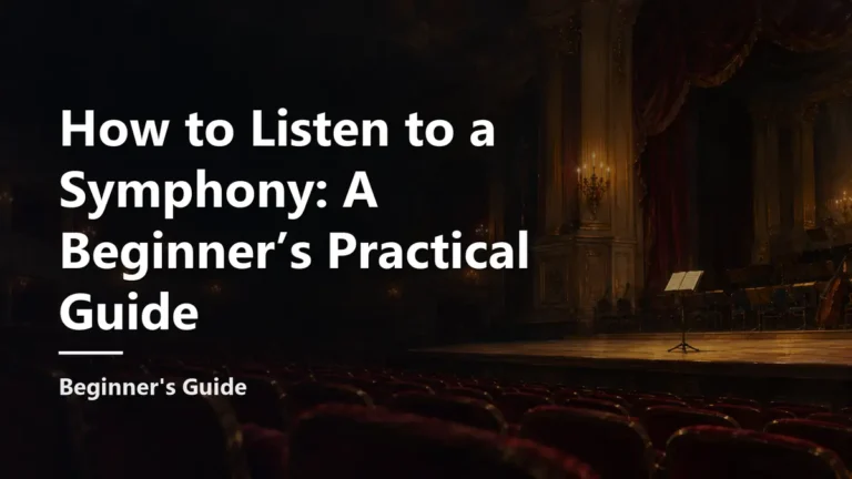 How to Listen to a Symphony: A Beginner’s Practical Guide. Cover background: a painterly illustration.