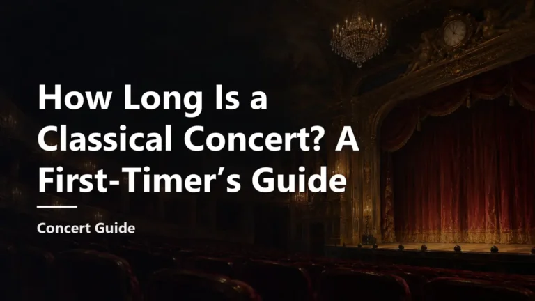 How Long Is a Classical Concert? A First-Timer’s Guide. Cover background: a painterly illustration.