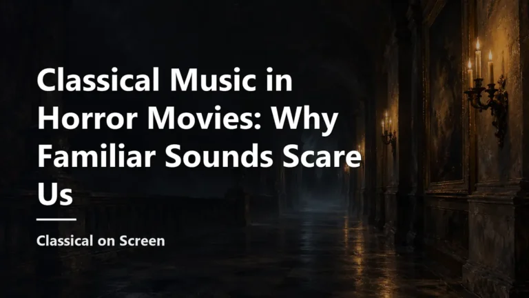 Classical Music in Horror Movies: Why Familiar Sounds Scare Us. Cover background: a painterly illustration.